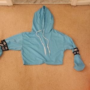 Blue crop top hoodie